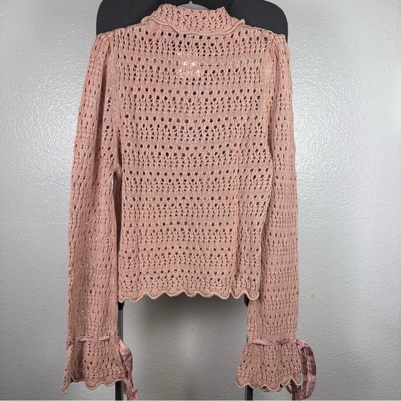 Free People Crochet Lace Blouse in Dusty Pink - Picture 3 of 8